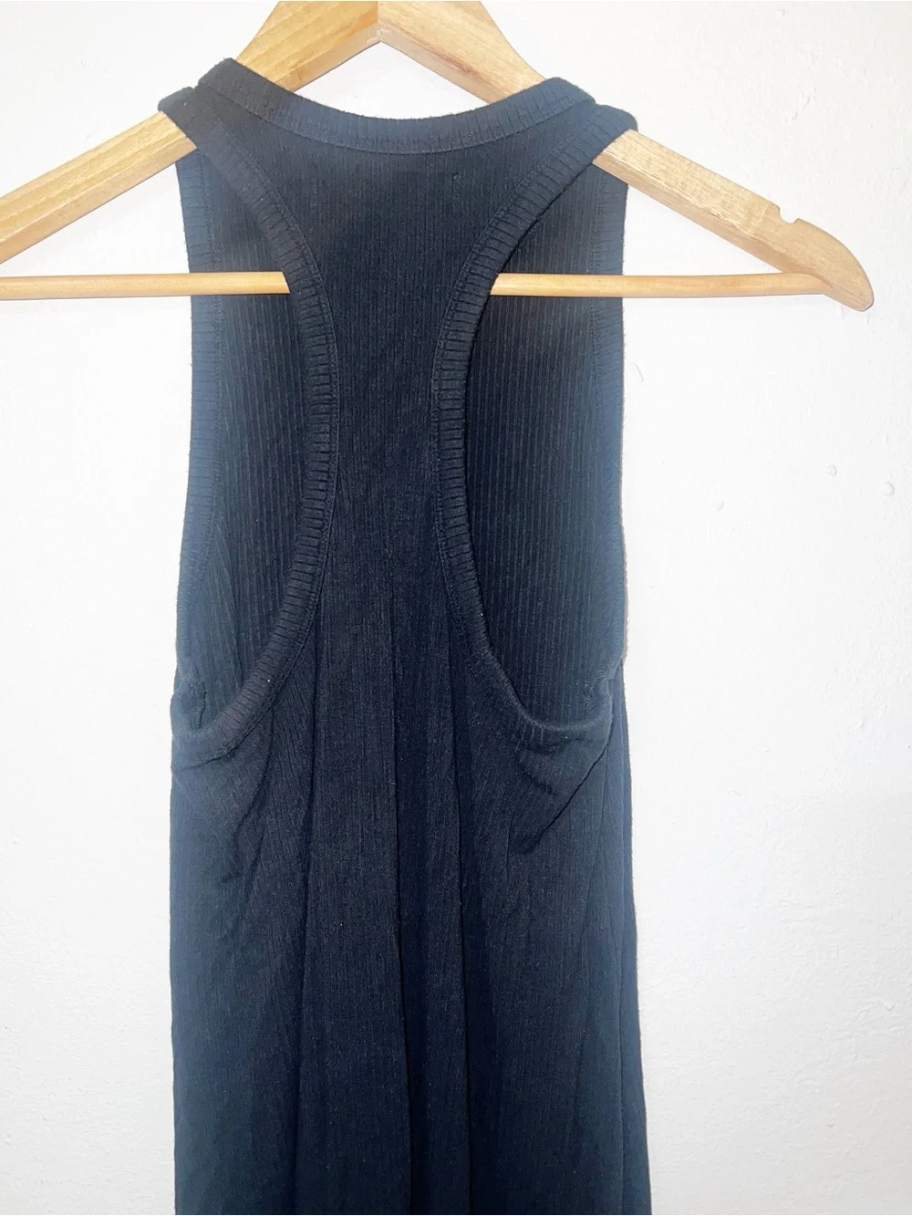Abercrombie & Fitch Black Ribbed Sleeveless Maxi Dress with Double Slit